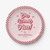 Red Pink Oh What Fun Christmas Kids Birthday Party