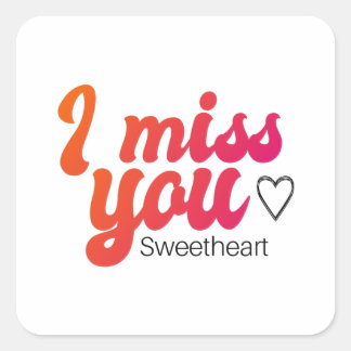 red pink orange I miss you design Square Sticker