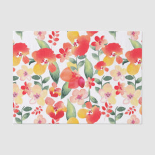 Red & Pink Painted Floral Tissue Paper