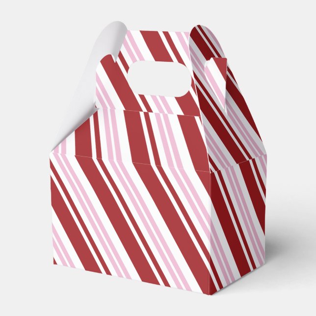 Red & Pink Peppermint Stripe Favour Box (Front Side)