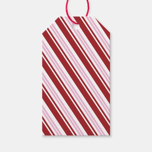 Red & Pink Peppermint Stripe Gift Tags (Front)