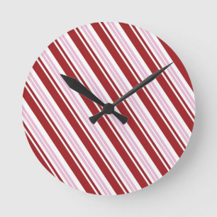 Red & Pink Peppermint Stripe Round Clock