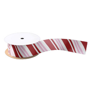 Red & Pink Peppermint Stripe Satin Ribbon