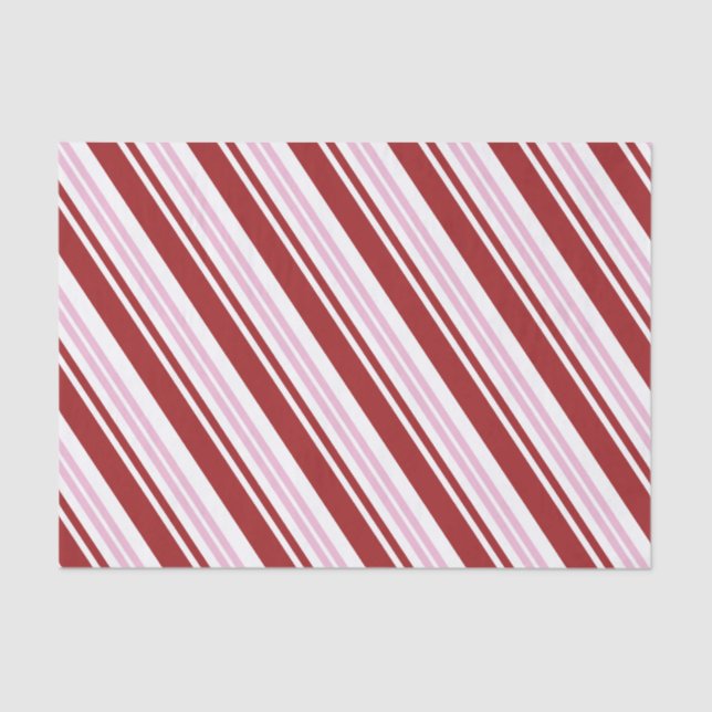 Red & Pink Peppermint Stripe Tissue Paper (Front)