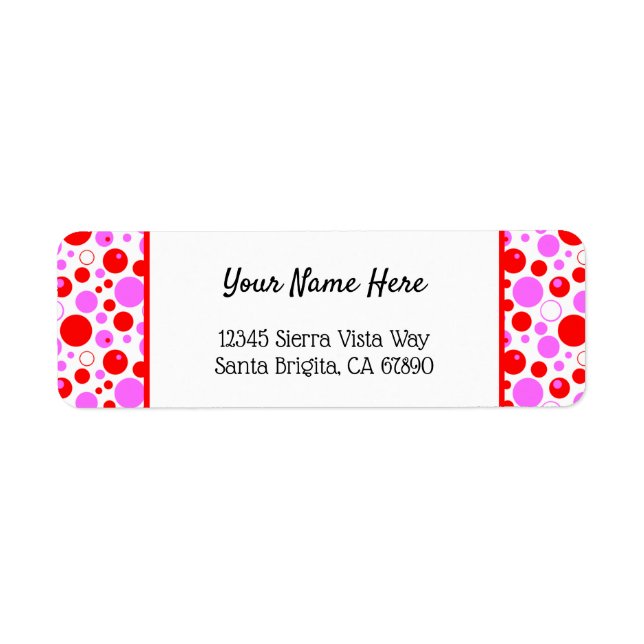 Red Pink Polka Dots and Circles Editable Return (Front)