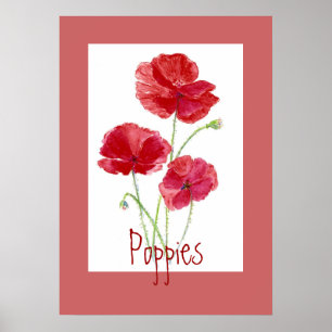 Red & Pink Poppies, Garden, Flowers, Floral Poster