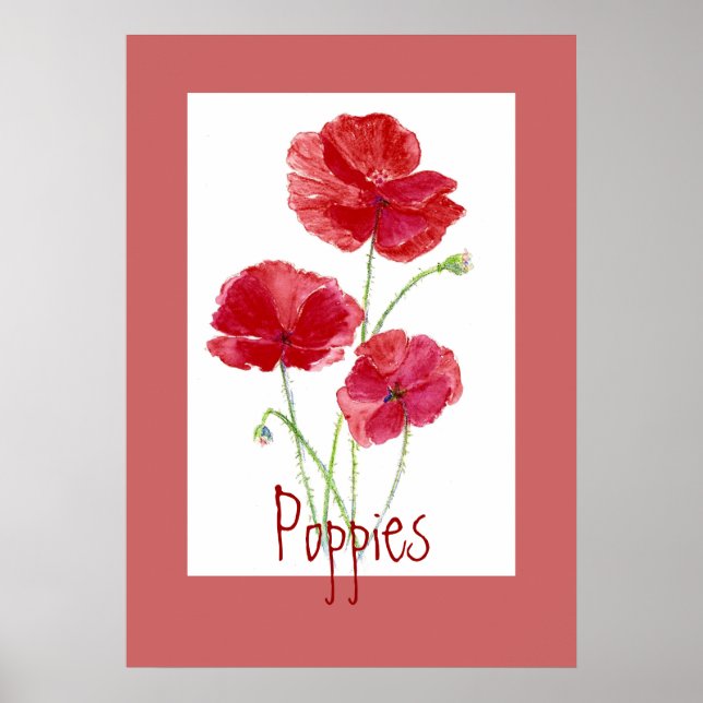 Red & Pink Poppies, Garden, Flowers, Floral Poster (Front)