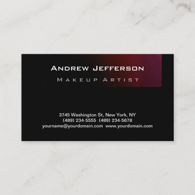 Red Pink Purple Black Makeup Artist Business Card (Front)