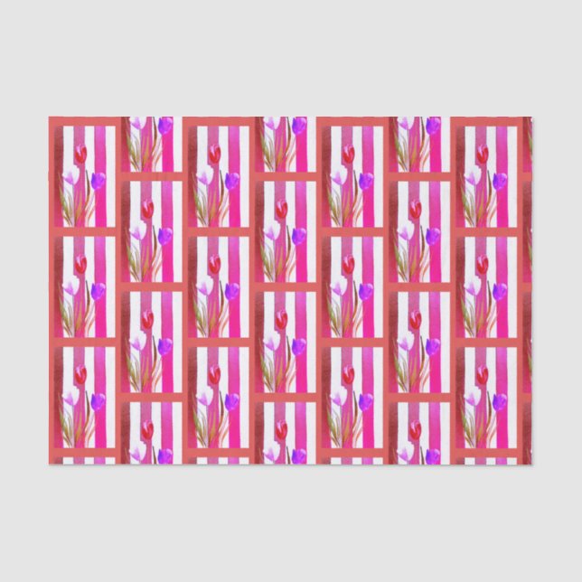 RED, PINK & PURPLE TULIPS TISSUE PAPER (Front)