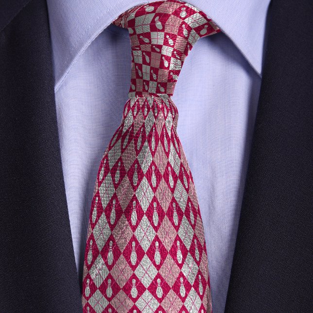 Red & Pink Retro Argyle Bowling Pin Tie (Creator Uploaded)