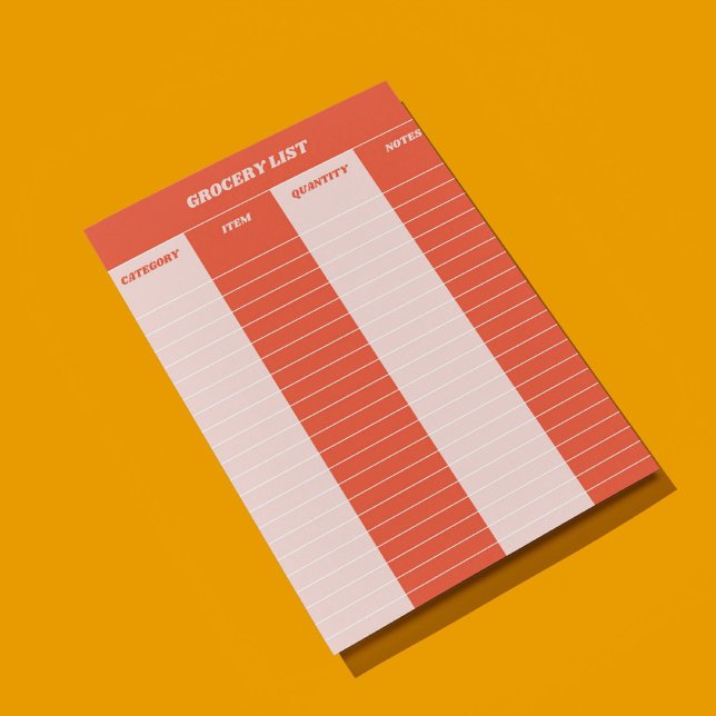 Red Pink Retro Grocery List Notepad (Creator Uploaded)