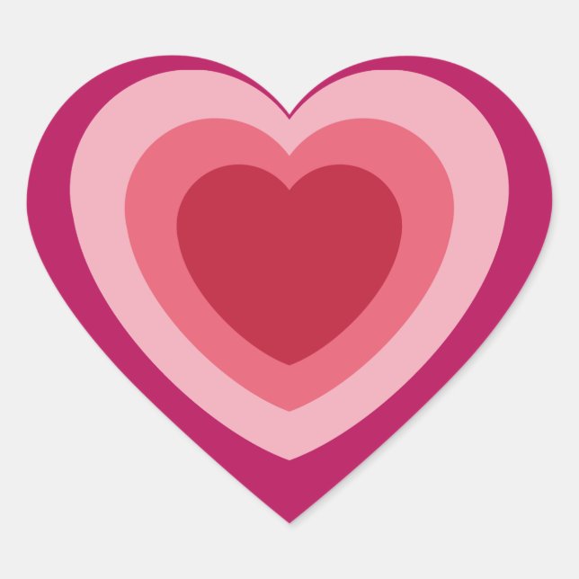 Red Pink Retro groovy Heart Sticker (Front)