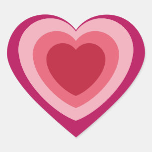 Red Pink Retro groovy Heart Sticker