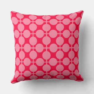 Red pink retro monochrome polka dot pattern cushion