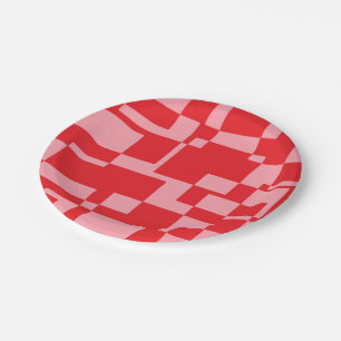 Red-pink retro squares  plate