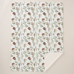 Red Pink Rose Floral Birthday Sherpa Blanket