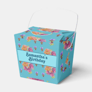 Red Pink Rose Shabby Chic Teal Aqua Floral Favour  Box