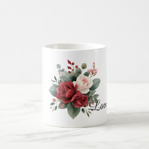 Red Pink Roses Floral Love Coffee Mug