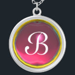Red Pink Ruby Gem  Monogram Silver Plated Necklace<br><div class="desc">Elegant and unique design  with gemstone. Very accurated nurbs modelling and rendering in 3D Studio Max by Bulgan Lumini .Part from series Hyper Talismans.</div>