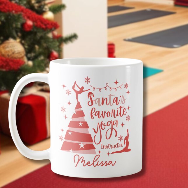 Red Pink  Santa's Favourite Yoga Instructor   Coffee Mug (Creator Uploaded)