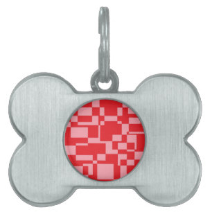 Red-pink squares pet name tag