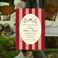 Red Pink Striped Gold Star Wedding
