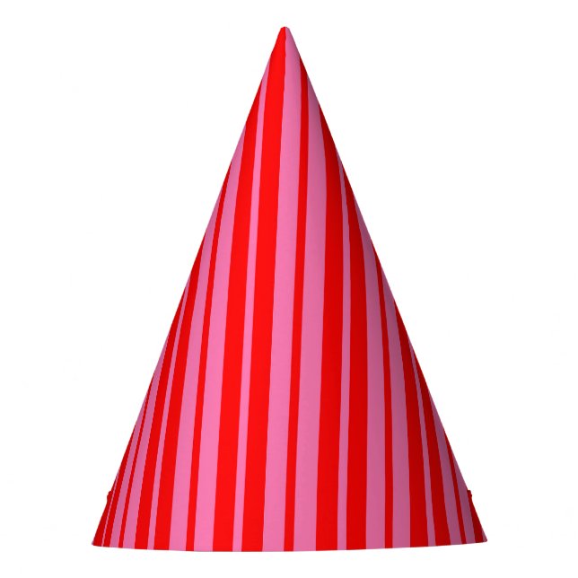 Red Pink Stylish Stripes Pattern Design  Party Hat (Front)