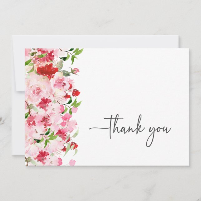 Red Pink Thank You Card (Front)