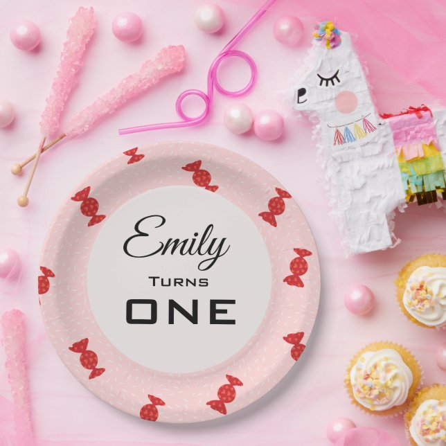 Red & pink toffees Paper Plate (Party)