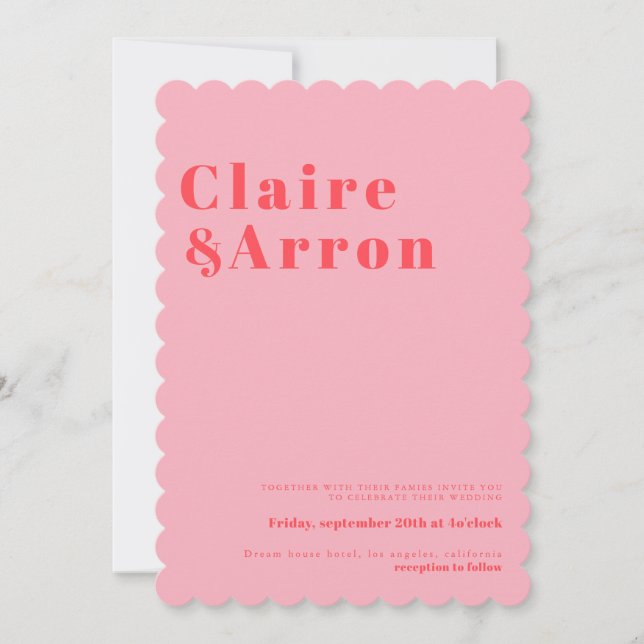 Red Pink Trendy Wedding Invitation (Front)