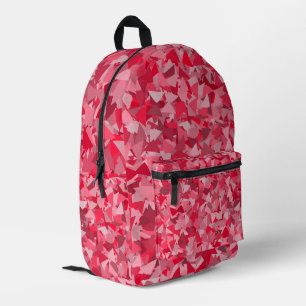 Red Pink Triangle Pattern Printed Backpack