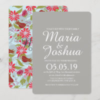 Red Pink Tulip Daisy Rose Mix Pattern Wedding