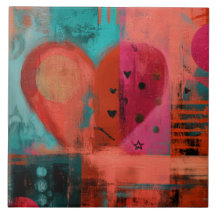 Red Pink Valentine Graffiti Split Heart