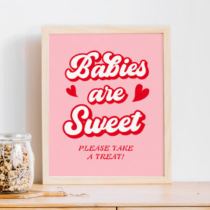 Red Pink Valentines Baby Shower Favour Poster