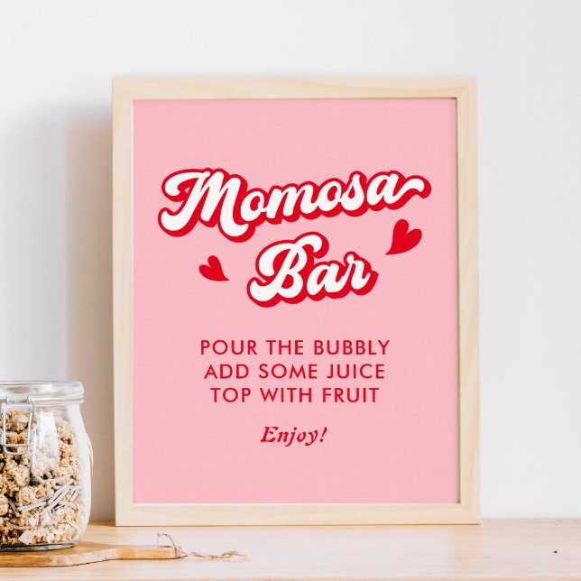 Red Pink Valentines Baby Shower Momosa Bar Poster (Creator Uploaded)
