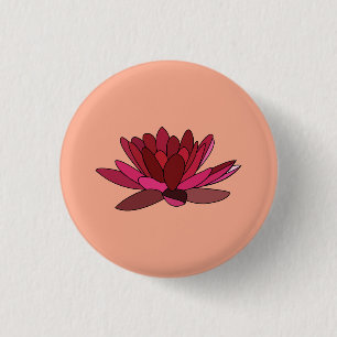 Red Pink Water Lily  3 Cm Round Badge
