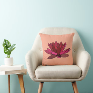 Red Pink Water Lily Cushion