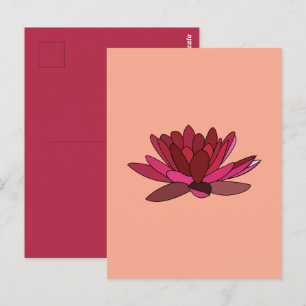 Red Pink Water Lily  Postcard
