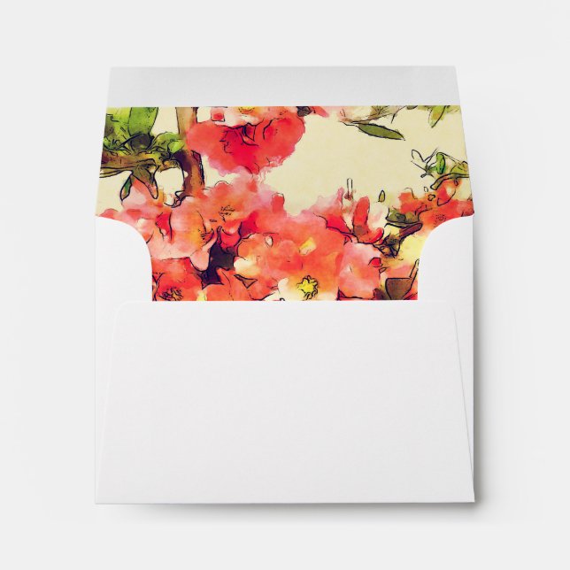 Red Pink Watercolor Floral Pattern 1 Envelopes (Back (Bottom))
