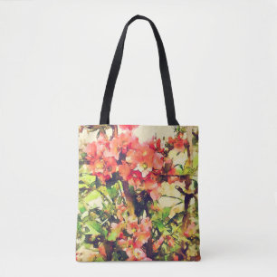 Red Pink Watercolor Floral Pattern 1 Tote Bag
