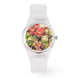 Red Pink Watercolor Floral Pattern 1 Watch