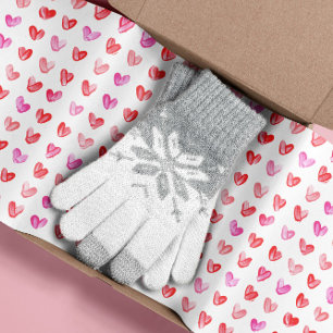 Red & Pink Watercolor Heart Pattern Tissue Paper