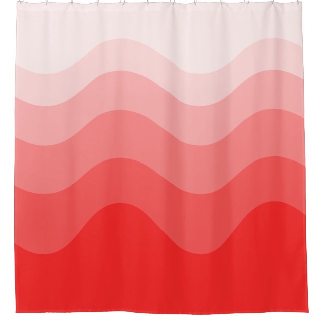 Red Pink Wavey Stripe Modern Shower Curtain (Front)