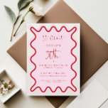 Red Pink Wavy Border 30th Birthday Invitation<br><div class="desc">Designed to coordinate with our Wavy Border Collection, this modern birthday invitation features the trendy & popular wavy border in red colour on pink background. If you want to catch your guest's attention with a pop of colour on your trendy invitation, this suite is perfect for you. For more advanced...</div>