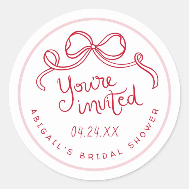 Red Pink Whimsical Bridal Shower Envelope Seal (Front)