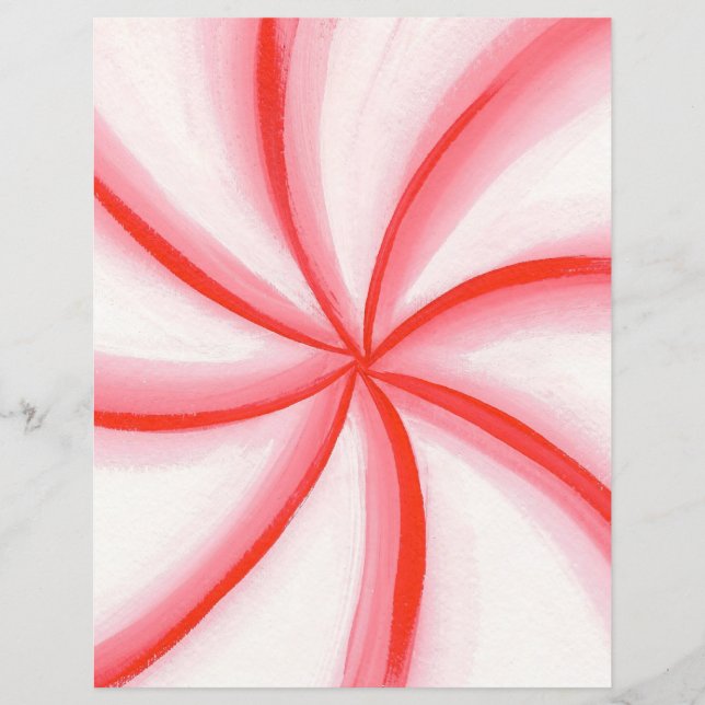 Red Pink White Candy Cane Swirl Scrapbook Paper (Front)