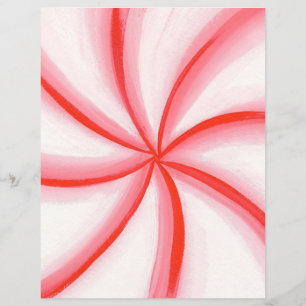Red Pink White Candy Cane Swirl Scrapbook Paper