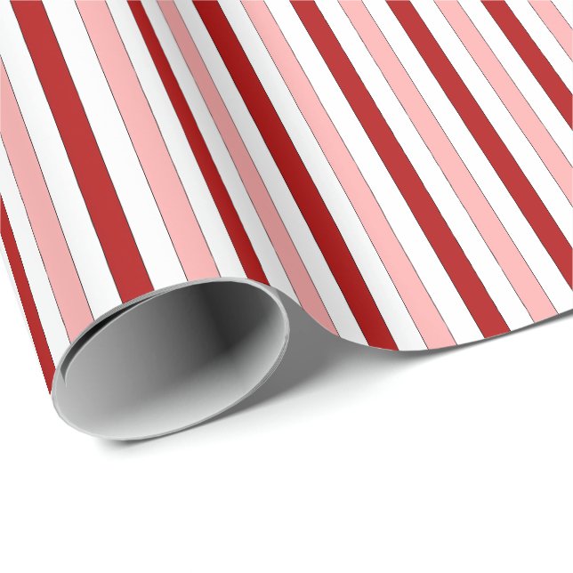 Red Pink White Hand-Drawn Stripes Wrapping Paper (Roll Corner)