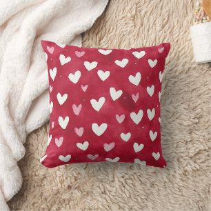 Red Pink White Hearts Cushion