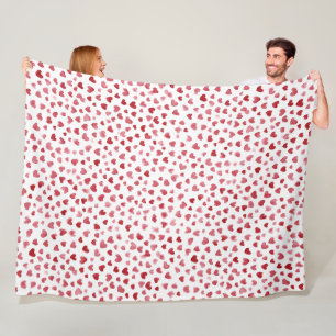 Red Pink White Hearts Love Fleece Blanket